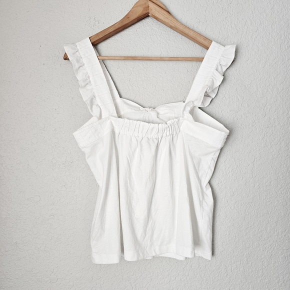 J. Crew Cotton Linen Blend Bow Ruffle Tank Top Size Small nwt - Picture 7 of 12